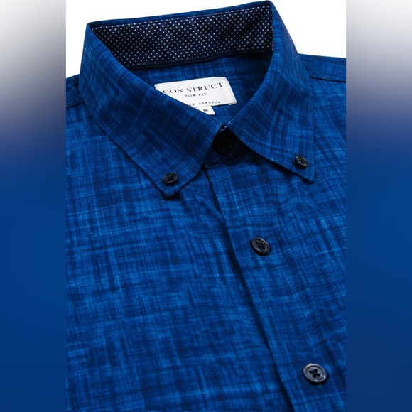 Construct Slim Fit Four-Way Stretch Performance Chambray Shirt - Picture 4 of 15